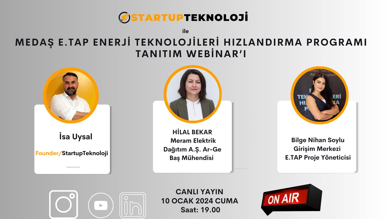 MEDAŞ E.TAP Enerji Teknolojileri Hızlandırma Programı Tanıtım Webinarı ile Girişimciler Enerji Sektörüne Yön Verecek