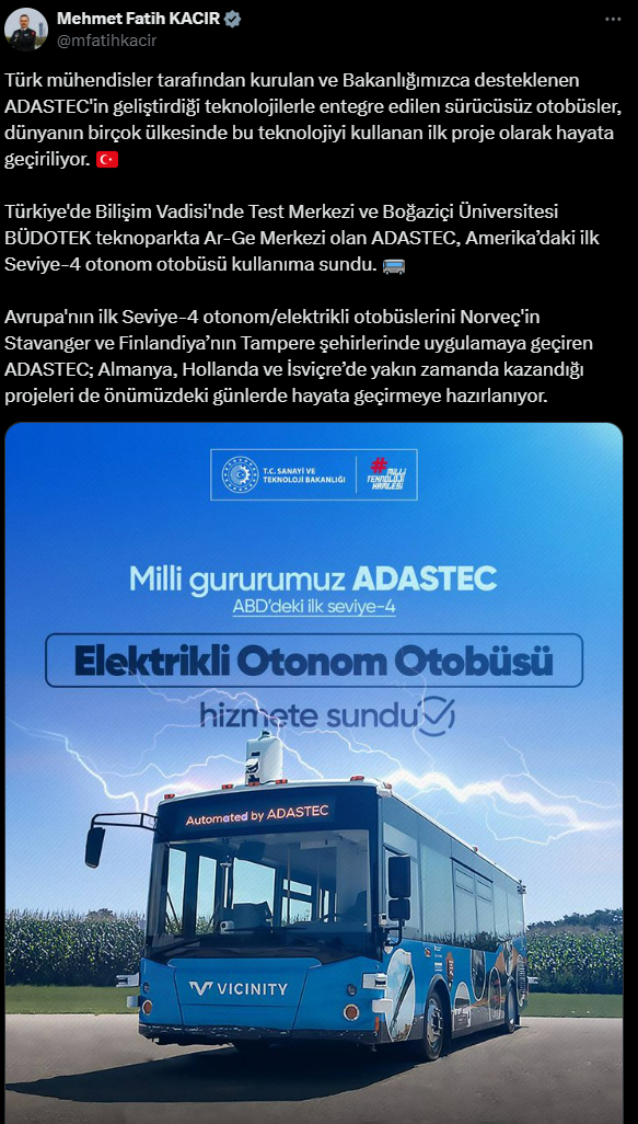 ADASTEC Otonom Otobüs