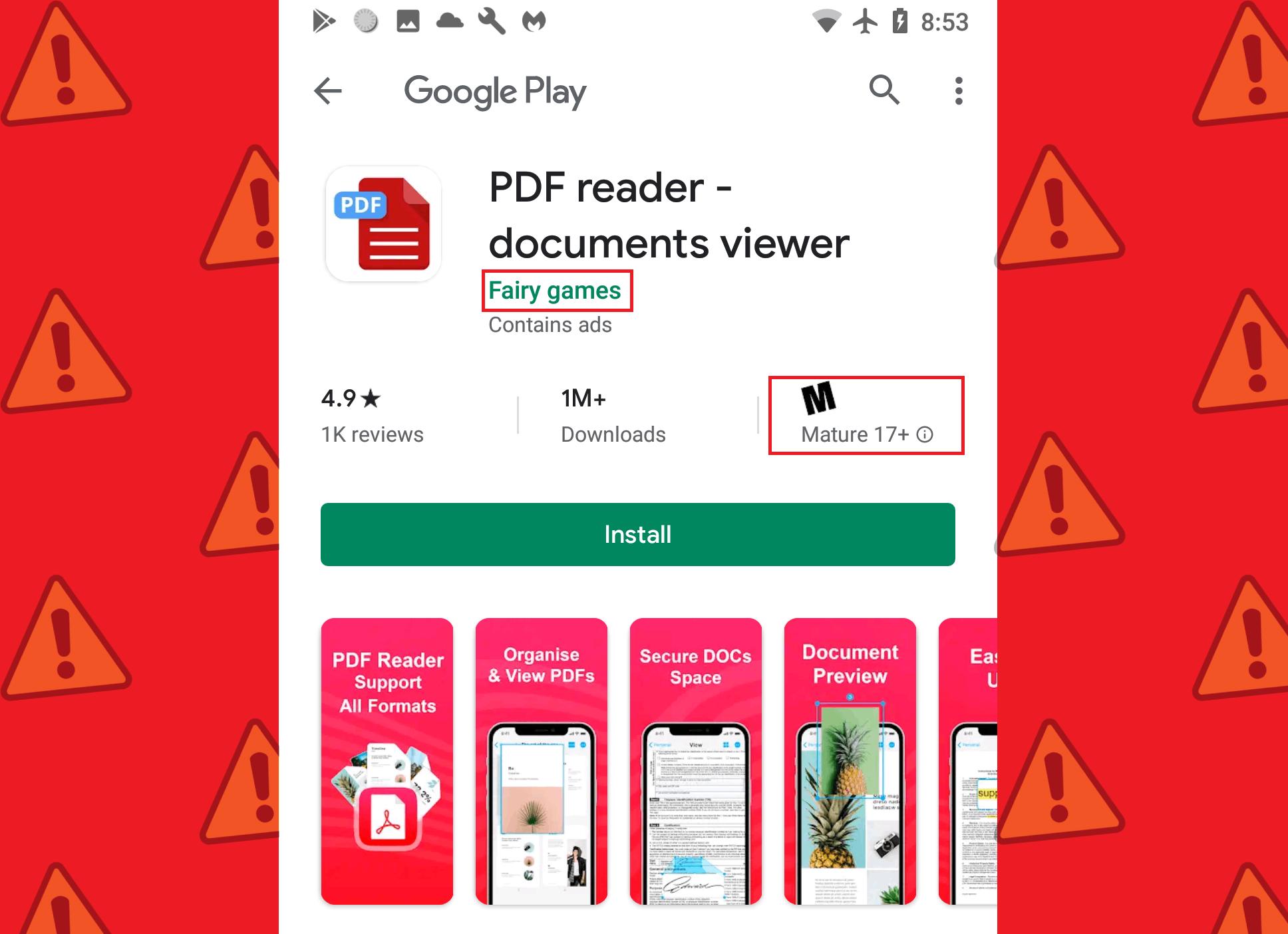 Kötü Amaçlı PDF Okuyucu Uygulaması Google Play Store'da Milyonlarca İndirme Alıyor