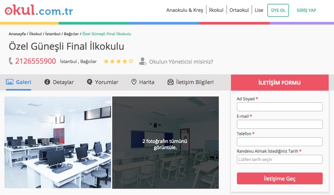 Özel Okullar ile Velileri Buluşturan Platform Okul.com.tr