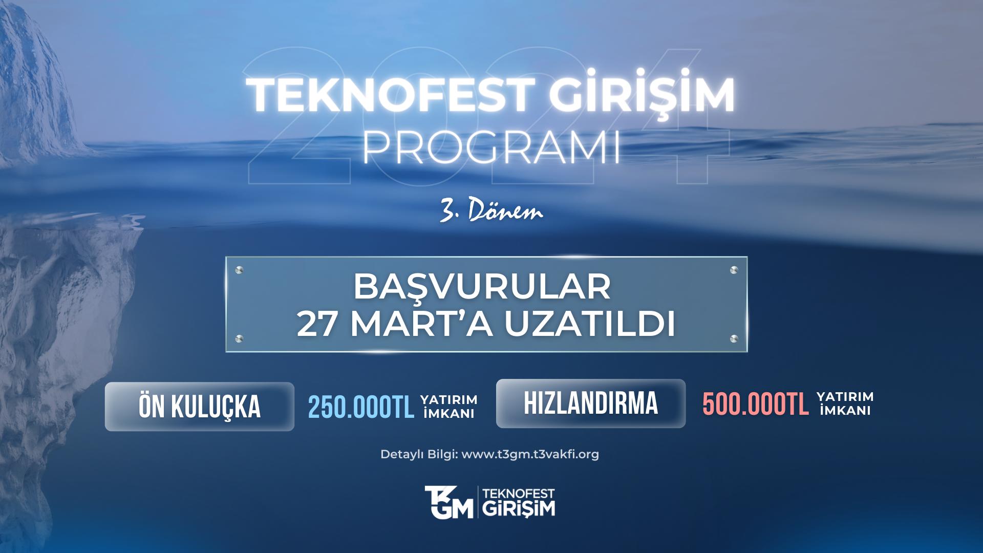 TEKNOFEST Girişim Programı 3. Dönem Başvuruları27 Mart'a Uzatıldı